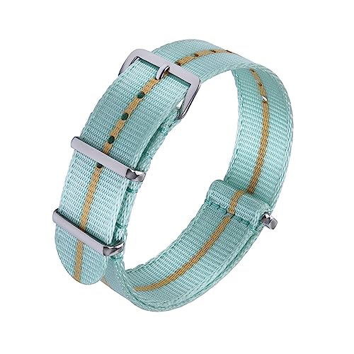 HASMI Nylon-Sicherheitsgurtbänder, 20 mm, 22 mm, universeller Typ Sport, kompatibel for neuen Oula-Nylon-Uhrenarmbändern (Color : Light Blue-Khaki, Size : 20mm) von HASMI