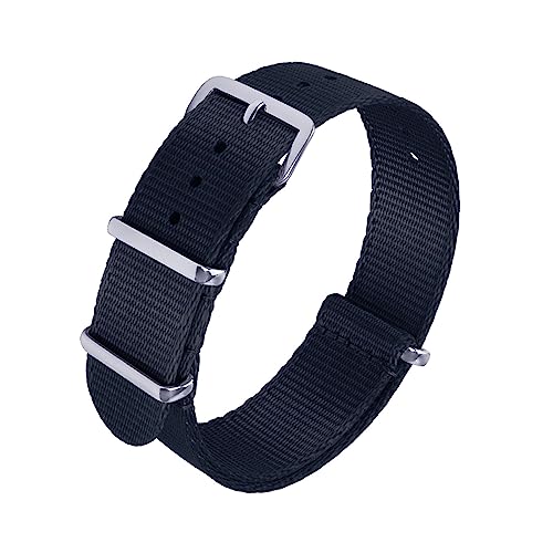 HASMI Nylon-Sicherheitsgurtbänder, 20 mm, 22 mm, universeller Typ Sport, kompatibel for neuen Oula-Nylon-Uhrenarmbändern (Color : Noir, Size : 20mm) von HASMI