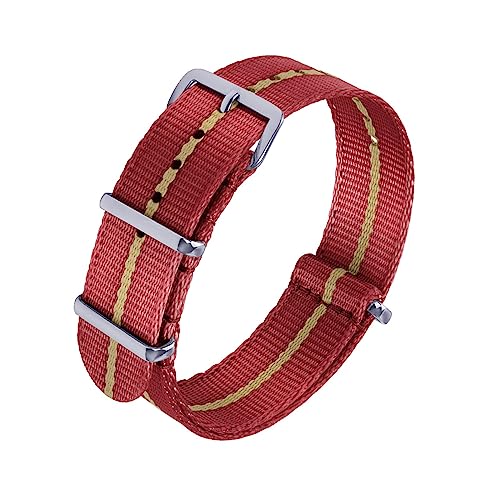 HASMI Nylon-Sicherheitsgurtbänder, 20 mm, 22 mm, universeller Typ Sport, kompatibel for neuen Oula-Nylon-Uhrenarmbändern (Color : Red-khaki, Size : 20mm) von HASMI