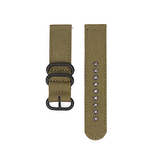 HASMI Nylonband, Ringschnalle, 18 mm, 20 mm, 22 mm, 24 mm, weiches Canvas-Gewebe, Schnellverschluss-Band, Armband, kompatibel for Samsung, kompatibel for Huawei Smart Watch (Color : Army green black von HASMI