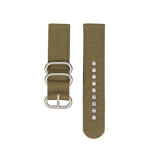 HASMI Nylonband, Ringschnalle, 18 mm, 20 mm, 22 mm, 24 mm, weiches Canvas-Gewebe, Schnellverschluss-Band, Armband, kompatibel for Samsung, kompatibel for Huawei Smart Watch (Color : Army green silver von HASMI