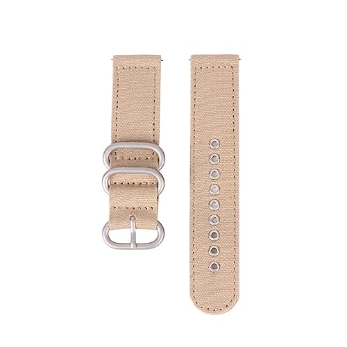 HASMI Nylonband, Ringschnalle, 18 mm, 20 mm, 22 mm, 24 mm, weiches Canvas-Gewebe, Schnellverschluss-Band, Armband, kompatibel for Samsung, kompatibel for Huawei Smart Watch (Color : Khaki silver, Si von HASMI