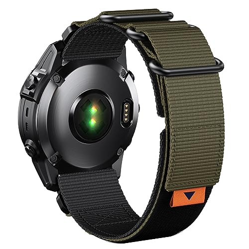 HASMI Nylonband 22 mm kompatibel for Garmin Fenix ​​5 5plus 6 7 26 mm Armband kompatibel for Fenix ​​6X 6X Pro 7X Armband kompatibel for Tactix Delta Armband (Color : Black Army Green, Size : 22mm) von HASMI