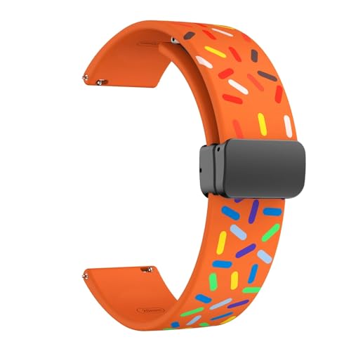 HASMI Regenbogen-Silikonband, magnetisches Schnallenband, kompatibel for Samsung Galaxy Watch 5 Pro/Watch 4 40 44 42 46 mm, Silikonband, 20 mm Regenbogenarmband (Color : Orange rainbow, Size : 20mm von HASMI
