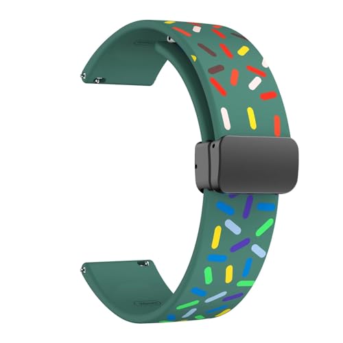 HASMI Regenbogen-Silikonband, magnetisches Schnallenband, kompatibel for Samsung Galaxy Watch 5 Pro/Watch 4 40 44 42 46 mm, Silikonband, 20 mm Regenbogenarmband (Color : Pine green rainbow, Size : G von HASMI