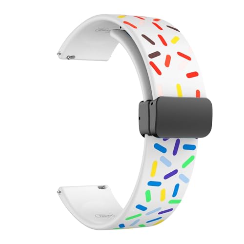 HASMI Regenbogen-Silikonband, magnetisches Schnallenband, kompatibel for Samsung Galaxy Watch 5 Pro/Watch 4 40 44 42 46 mm, Silikonband, 20 mm Regenbogenarmband (Color : White rainbow, Size : Galaxy von HASMI