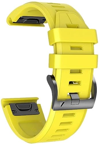 HASMI Release-Armband kompatibel for Fenix ​​5/5 Plus/6/6 Pro/Forerunner 935/945 26 mm weiches Silikon-Ersatzarmband (Color : Yellow, Size : 26mm) von HASMI