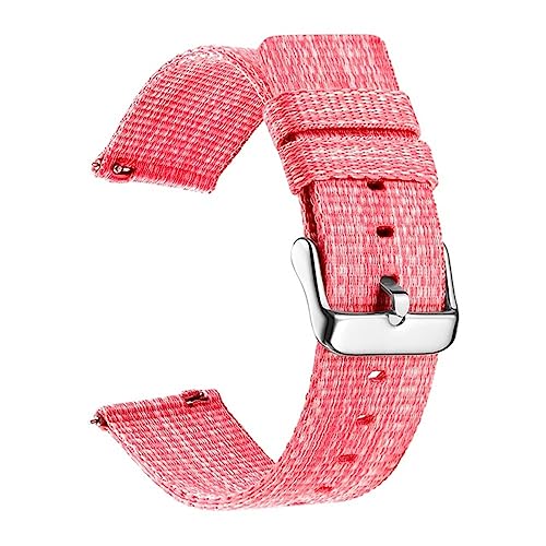 HASMI Schnellverschluss-Uhrenarmband aus dickem Nylon, 20 mm, 22 mm, kompatibel for Samsung Galaxy Watch 4 42 46 Active Watch Gear S3 Sport S2 Uhrenarmband (Color : Pink, Size : Watch 42mm) von HASMI