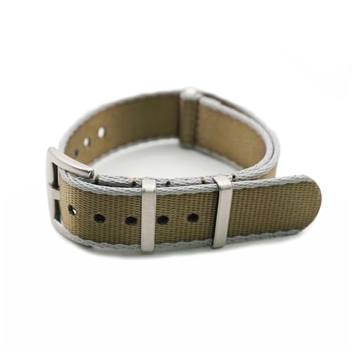 HASMI Sicherheitsgurt-Uhrenarmband, 20 mm, 22 mm, hochwertiges Nylon-Uhrenarmband, kompatibel for Militär-Uhrenarmband-Zubehör (Color : Khaki Grey Edge, Size : 20mm) von HASMI