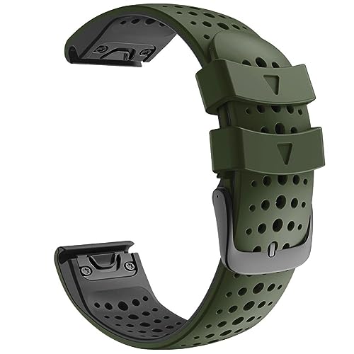 HASMI Silikon-Uhrenarmband, 22 mm breit, Ersatzarmband, kompatibel for Fenix ​​6, 5, 5 Plus, 6 Pro, Band, kompatibel for Forerunner 935 945 (Color : Army Green Black, Size : 22mm) von HASMI