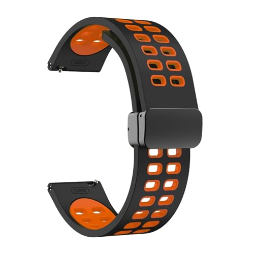 HASMI Sportarmband for magnetischer Faltschließe, kompatibel for Samsung Galaxy 3 45 mm/Watch 3 41 mm/Active 2 40 mm 44 mm/Galaxy Watch 46 mm Frontier (Color : Black orange, Size : 20mm univrsal) von HASMI