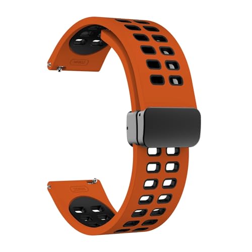 HASMI Sportarmband for magnetischer Faltschließe, kompatibel for Samsung Galaxy 3 45 mm/Watch 3 41 mm/Active 2 40 mm 44 mm/Galaxy Watch 46 mm Frontier (Color : Orange black, Size : Galaxy 46mm 2018 von HASMI