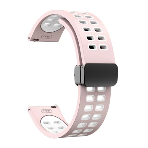 HASMI Sportarmband for magnetischer Faltschließe, kompatibel for Samsung Galaxy 3 45 mm/Watch 3 41 mm/Active 2 40 mm 44 mm/Galaxy Watch 46 mm Frontier (Color : Pink white, Size : Active 2 44 40) von HASMI