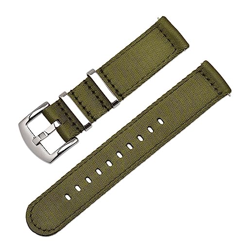 HASMI Strapazierfähiges Nylonarmband, Zulu-Band, 18 mm, 20 mm, 22 mm, 24 mm, kompatibel for Samsung Galaxy Watch Active2 S2 S3 Huawei GT 2 Amazfit Canvas-Armband (Color : Army green, Size : 20mm) von HASMI