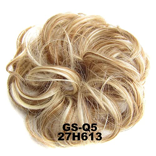 Haarteil 1 STÜCKE Chaotisch Haarknoten Haargummis Verlängerung Lockig Gewellt Chaotisch Synthetisch Zerzaust Hochsteckfrisur Chignon Haarteil for Frauen Mädchen Dutt (Color : 27H613) von HASMI