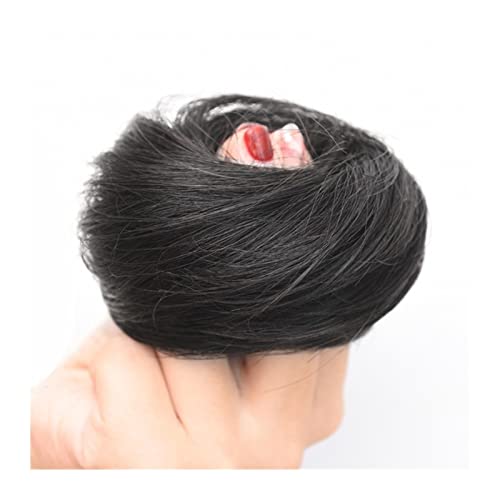 Haarteil 1 Stück Haarteile, künstliches Haar mit elastischen Bändern, Donut-Chignon, synthetische Haarknoten for Frauen, glattes Haar, Haargummi, Chignon, Pferdeschwanz Dutt (Color : Dark brown) von HASMI