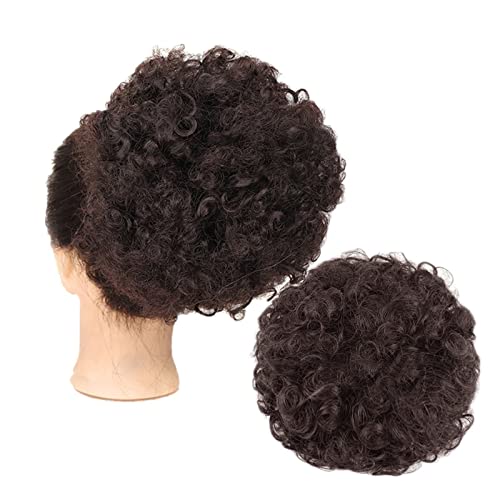 Haarteil Afro Puff Drawstring Pferdeschwanz-Verlängerung for schwarze Frauen, kurze Kinkys Curly Synthetic Afro Chignon Hairpieces Updo Hair Extensions Dutt (Color : 8inch Black Brown) von HASMI