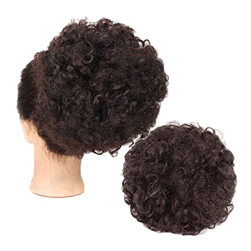 Haarteil Afro-Puff-Pferdeschwanz mit Kordelzug, synthetisches, kurzes, verworrenes, lockiges Haar, Afro-Brötchen-Verlängerung, Haarteile, Hochsteckfrisur, for schwarze Frauen, Mädchen Dutt (Color : 8 von HASMI