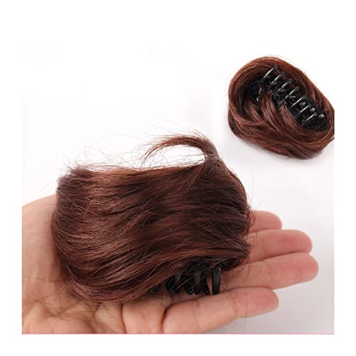 Haarteil Damen-Brötchen-Haarverlängerungen, Klaue, unordentliches Brötchen, Haarteil, synthetischer, lockiger Chignon, Klaue, Clip in Pferdeschwanz-Haarteilen, zerzauste Hochsteckfrisur, Haarverlänger von HASMI