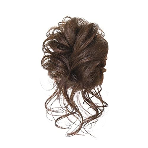 Haarteil Dutt-Pferdeschwanz-Chignon, brasilianisches Echthaar, lockig, gewellt, unordentliche Dutt-Erweiterungen, Haarteile for Frauen, unordentliches Dutt-Haarteil Dutt (Color : Light brown) von HASMI