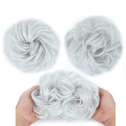 Haarteil Elastisches Band mit Haar Messy Bun Mode Mädchen Curly Scrunchie Chignon mit elastischem Band Haarteile Donut for Frauen Dutt (Color : Grijs) von HASMI