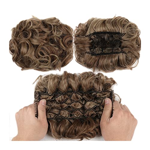 Haarteil Messy Curly Hair Bun Extensions Synthetic Updo Hairpiece Chignons Easy Stretch Hair Combs Clip in Pferdeschwanz-Verlängerungen for Frauen Dutt (Color : 12H24) von HASMI