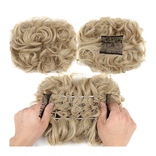 Haarteil Messy Curly Hair Bun Extensions Synthetic Updo Hairpiece Chignons Easy Stretch Hair Combs Clip in Pferdeschwanz-Verlängerungen for Frauen Dutt (Color : 8) von HASMI