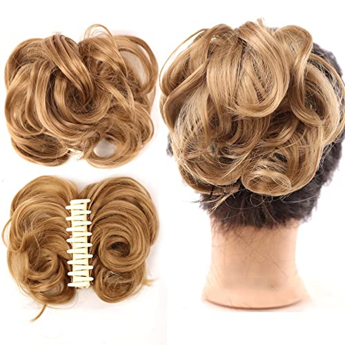 Haarteil Messy Dutt Haarteil Tousled Updo Claw Clip in Haarteil for Frauen Curly Wavy Short Synthetic Scrunchies Clip in Claw Hair Dutt Hair Extension Dutt (Color : AM10-103) von HASMI