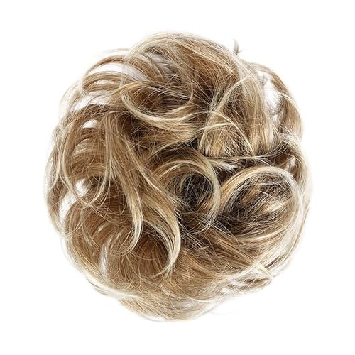 Haarteil Mit Gummiband (1/2 Stück) Dutt-Pferdeschwanz-Haarverlängerungen for Frauen, Mädchen, Kinder, synthetische lockige Donut-Chignon-Haarteile, elastisches Haarband, Hochsteckfrisur, Chignon, flau von HASMI