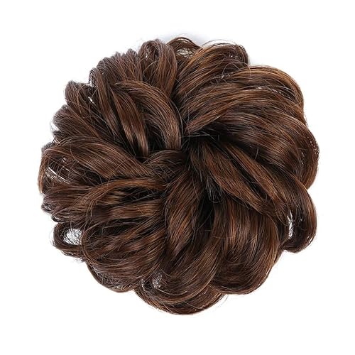 Haarteil Mit Gummiband (1/2 Stück) Dutt-Pferdeschwanz-Haarverlängerungen for Frauen, Mädchen, Kinder, synthetische lockige Donut-Chignon-Haarteile, elastisches Haarband, Hochsteckfrisur, Chignon, flau von HASMI