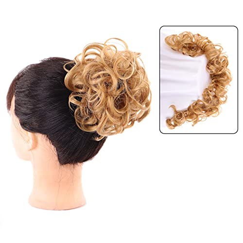 Haarteil Mit Gummiband DIY Wickel-Pferdeschwanz-Haarknoten for Frauen, synthetischer Chignon, unordentliches elastisches Band, Haarknoten, Haarteil, 89,9 cm, Touseld Curly Wave Unordentliches Haarteil von HASMI