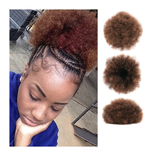 Haarteil Mit Gummiband Haarteile Hochsteckfrisur for schwarze Frauen und Mädchen, Afro-Puff-Pferdeschwanzverlängerung mit Kordelzug, verworrenes lockiges Dutt-Haar, Chignon-Synthetik-Kurzverlängerung, von HASMI