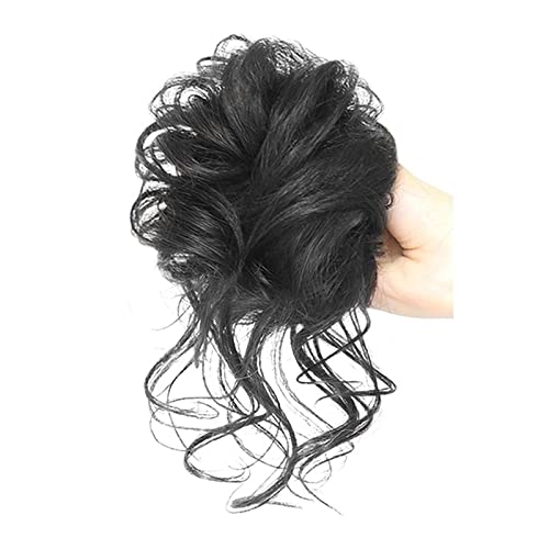 Haarteil Mit Gummiband Pieces Curly Chignon Donut Scrunchie for Frauen, unordentlicher Dutt, synthetische, zerzauste Hochsteckfrisur, Haarknoten, Verlängerung, elastisches Haarband Unordentliches Haar von HASMI