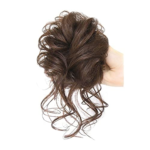 Haarteil Unordentliches Brötchen-Haarteil, synthetische, zerzauste Hochsteckfrisur, Haarknoten, Verlängerung, elastisches Haarband, Haarteile, lockiger Chignon, Donut-Scrunchie for Frauen Dutt (Color von HASMI