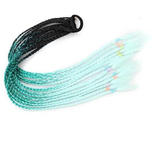 Pferdeschwanz Haarteil Synthetisches Gummiband Twist Braid Pferdeschwanz-Verlängerung, 60 cm bunte gemischte Braid-Haarteile for Mädchen Kinder, Kleidverschönerungsverzierung Pferdeschwanzverlängerung von HASMI