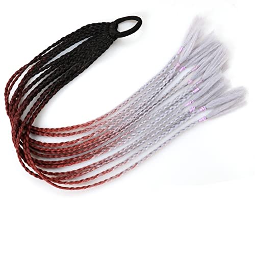 Pferdeschwanz Haarteil Synthetisches Gummiband Twist Braid Pferdeschwanz-Verlängerung, 60 cm bunte gemischte Braid-Haarteile for Mädchen Kinder, Kleidverschönerungsverzierung Pferdeschwanzverlängerung von HASMI