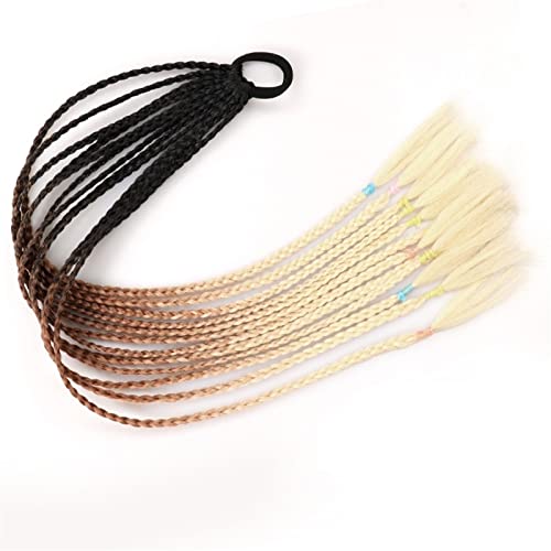 Pferdeschwanz Haarteil Synthetisches Gummiband Twist Braid Pferdeschwanz-Verlängerung, 60 cm bunte gemischte Braid-Haarteile for Mädchen Kinder, Kleidverschönerungsverzierung Pferdeschwanzverlängerung von HASMI