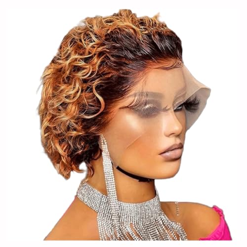 Realistische Perücke Frauen Lace Front Perücke Echthaar Spitze Frontal Perücke Kurze Frühling Curl Echthaar Perücke Brasilianische Remy Haar Transparente Spitze menschliche Perücke von HASMI