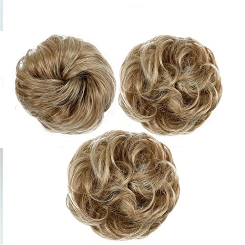 kunsthaar zum einflechten Elastisches Band mit Haar Messy Bun Mode Mädchen Curly Scrunchie Chignon mit elastischem Band Haarteile Donut for Frauen haare zum einflechten (Color : 6AT88) von HASMI