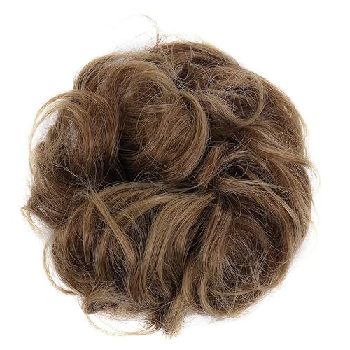 kunsthaar zum einflechten Messy Bun Hair Pieces Extensions, Curly Wave Synthetic Chignon Hairpiece mit Gummiband, Donut Hair Bun Scrunchie for Frauen Mädchen haare zum einflechten (Color : 12T24) von HASMI