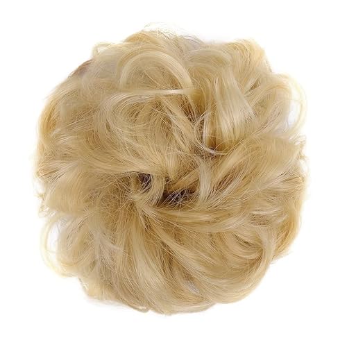 kunsthaar zum einflechten Messy Bun Hair Pieces Extensions, Curly Wave Synthetic Chignon Hairpiece mit Gummiband, Donut Hair Bun Scrunchie for Frauen Mädchen haare zum einflechten (Color : 22H613) von HASMI