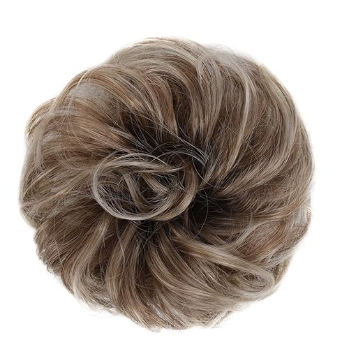 kunsthaar zum einflechten Messy Bun Hair Pieces Extensions, Curly Wave Synthetic Chignon Hairpiece mit Gummiband, Donut Hair Bun Scrunchie for Frauen Mädchen haare zum einflechten (Color : 6T88) von HASMI