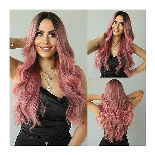 perücken Tägliche Party, synthetische, natürliche Mittelteil, lockige Perücke, Lolita, hitzebeständig, Ombre, Schwarz, Weiß, gewelltes Haar, Perücke for Frauen, Cosplay Perücke (Color : MW9052-1, Si von HASMI