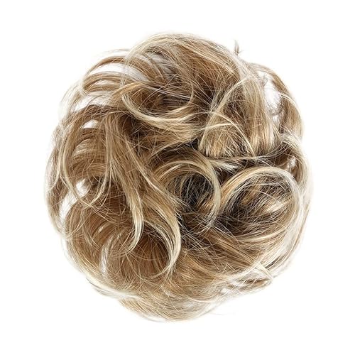 unordentliches Dutt-Haarteil (1/2 Stück) Dutt-Pferdeschwanz-Haarverlängerungen for Frauen, Mädchen, Kinder, synthetische lockige Donut-Chignon-Haarteile, elastisches Haarband, Hochsteckfrisur, Chignon von HASMI