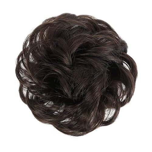 unordentliches Dutt-Haarteil (1/2 Stück) Dutt-Pferdeschwanz-Haarverlängerungen for Frauen, Mädchen, Kinder, synthetische lockige Donut-Chignon-Haarteile, elastisches Haarband, Hochsteckfrisur, Chignon von HASMI