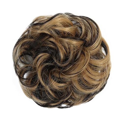 unordentliches Dutt-Haarteil (1/2 Stück) Dutt-Pferdeschwanz-Haarverlängerungen for Frauen, Mädchen, Kinder, synthetische lockige Donut-Chignon-Haarteile, elastisches Haarband, Hochsteckfrisur, Chignon von HASMI