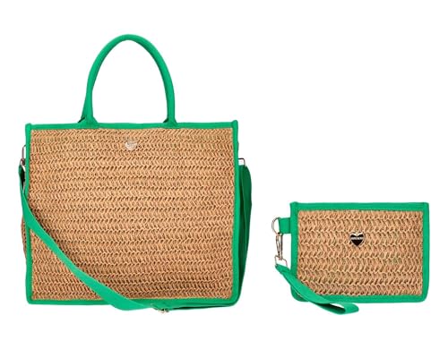 HAT YOU 2er Set aus Damen Strandtasche und Pochette-Tasche, Umhängetasche, Shopper Damen, Große Tasche, Taschen:2er Set Natural von HAT YOU