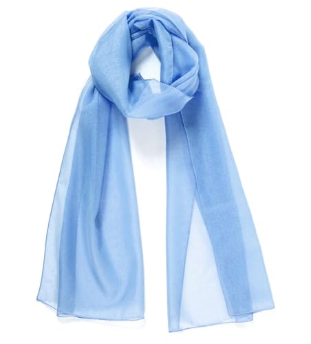 HAT YOU Damen Chiffon Halstuch, Sommertuch, Chiffon Schal, Tuch für Frühling und Sommer, Ganzjährig - Made in Italy, Farbe:Light Blue 80x200 von HAT YOU