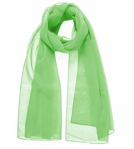 HAT YOU Damen Chiffon Halstuch, Sommertuch, Chiffon Schal, Tuch für Frühling und Sommer, Ganzjährig - Made in Italy, Farbe:Light Green 80x200 von HAT YOU