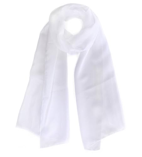 HAT YOU Damen Chiffon Halstuch, Sommertuch, Chiffon Schal, Tuch für Frühling und Sommer, Ganzjährig - Made in Italy, Farbe:White 80x200 von HAT YOU